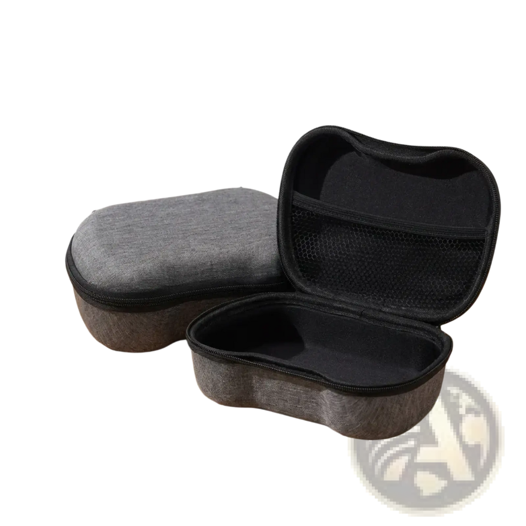 Ps5 controller hard storage case organizer gray textured hard-shell with black zipper and interior lining