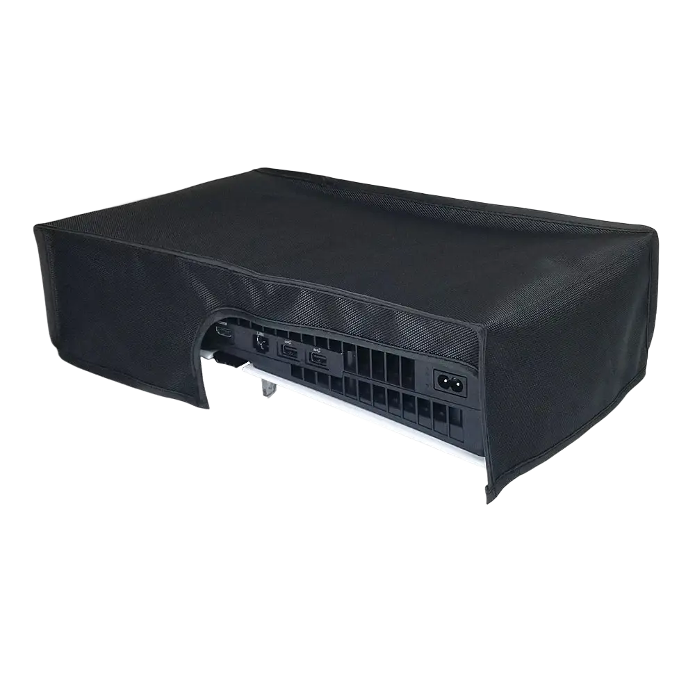 Black mesh fabric cover made of oxford cloth designed to fit over ps5 pro console for dust protection