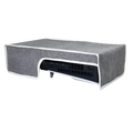 Gray textured fabric ps5 pro console dust cover with white trim made of oxford cloth to protect the pro console