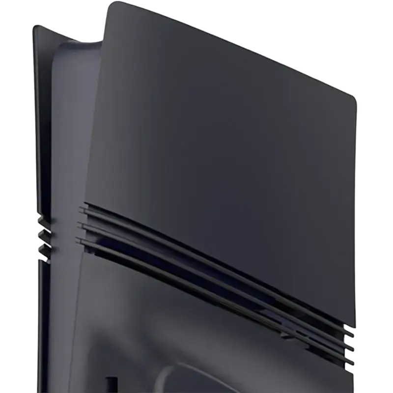 Ps5 pro disc version black matte faceplate cover featuring a sleek angular design with signature horizontal ventilation slits