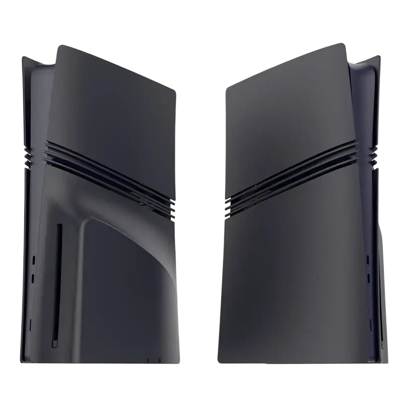 Ps5 pro disc version black matte faceplate cover featuring a sleek angular design with horizontal vent slits