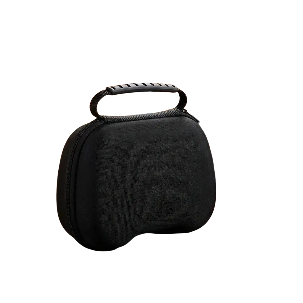 Black textured hard-shell ps5 and xbox controller storage case with padded handle for secure gaming accessory protection