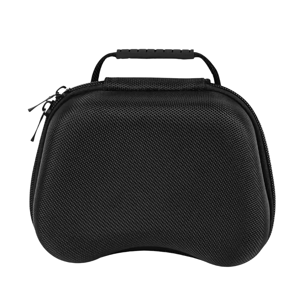 Black textured hard-shell ps5 and xbox controller hard storage case with top handle and zipper closure