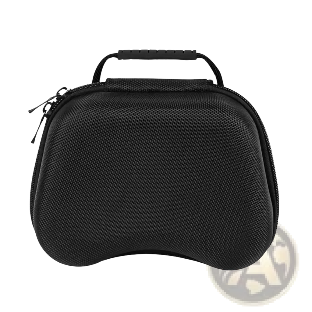 Black textured hard-shell ps5 and xbox controller hard storage case with top handle and zipper closure