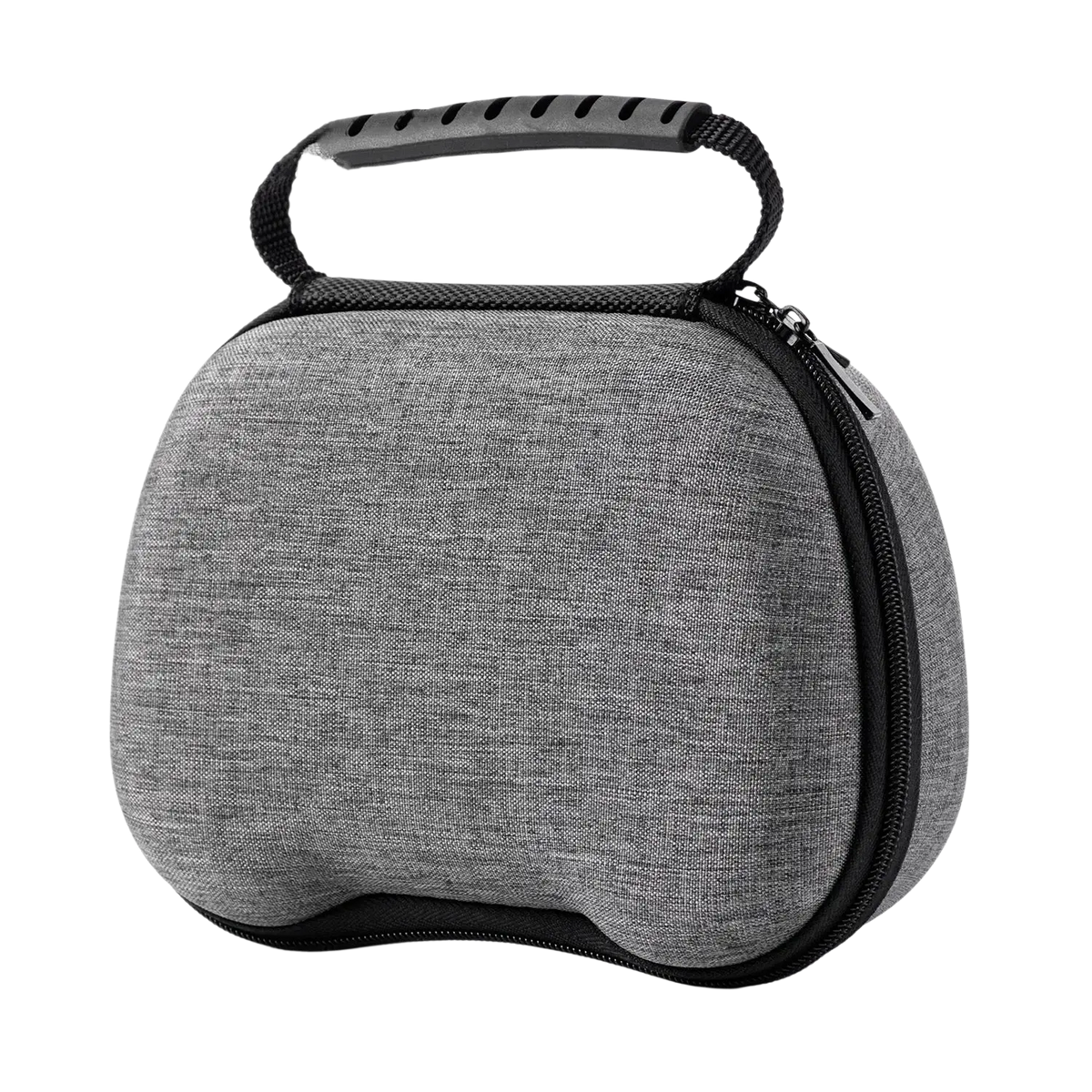 Gray textured hardshell ps5 and xbox controller hard storage case with black zipper and handle for protection and portability