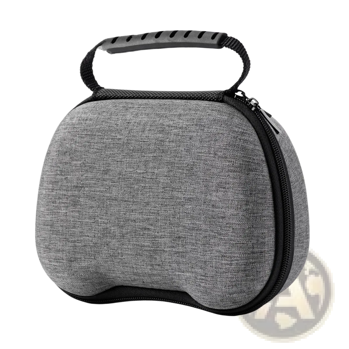 Gray textured hardshell ps5 and xbox controller hard storage case with black zipper and handle for protection and portability
