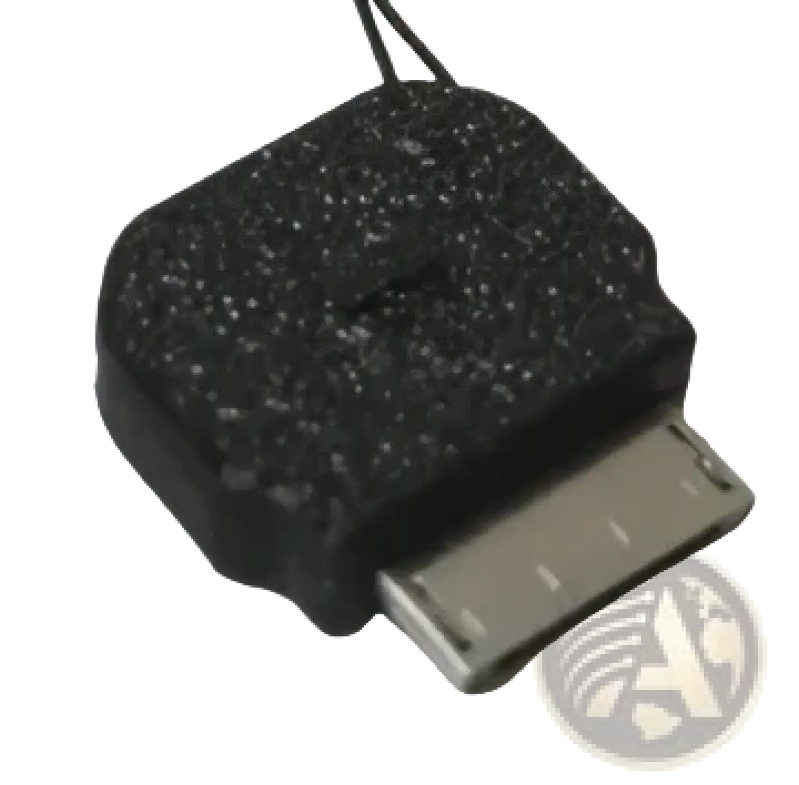 Black textured psp go type c converter charging cable adapter with 30-pin connector and dangling cord visible from the back