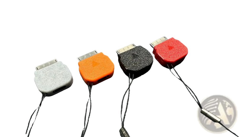 Four colorful textured iphone 30-pin connector caps with black lanyards for psp go type c converter charging cable accessory