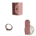 A soft pink pu leather card holder wallet with textured finish gold-toned snap button closure and matching stitching