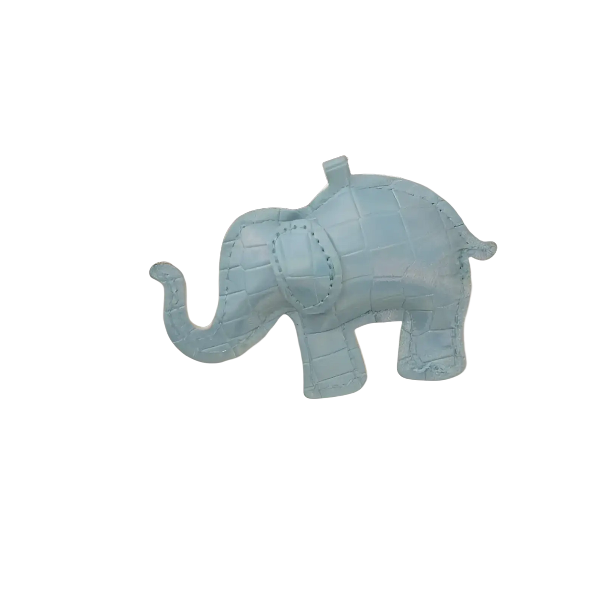 Light blue crocodile-textured pu leather elephant-shaped keychain charm for diy animal accessory projects