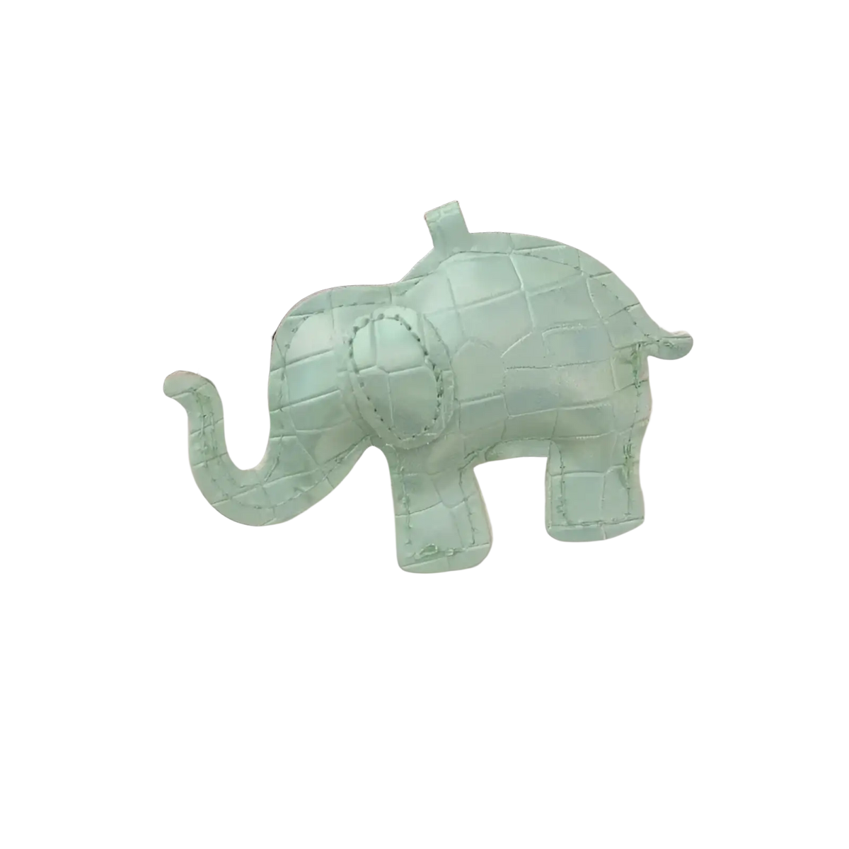 Mint green crocodile-textured pu leather elephant-shaped keychain for diy animal charm and accessory use