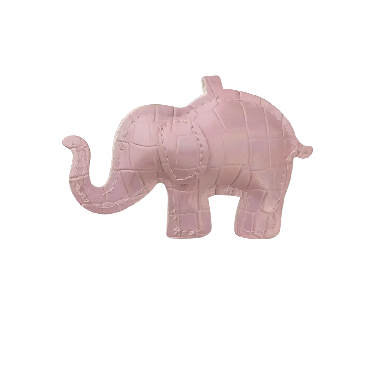 Pink crocodile-patterned pu leather elephant-shaped brooch suitable for diy animal charm and keychain use