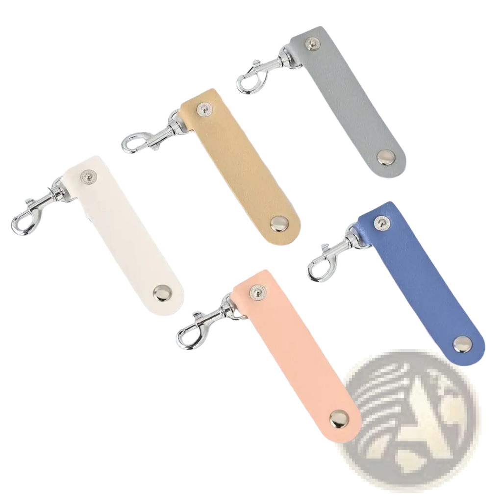 Pastel-colored pu leather keychain with silver-toned metal clasp for anti-lost car key strap pendant