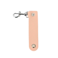 A sleek peach-colored pu leather keychain with silver metal clasp and decorative studs for anti-lost car keys