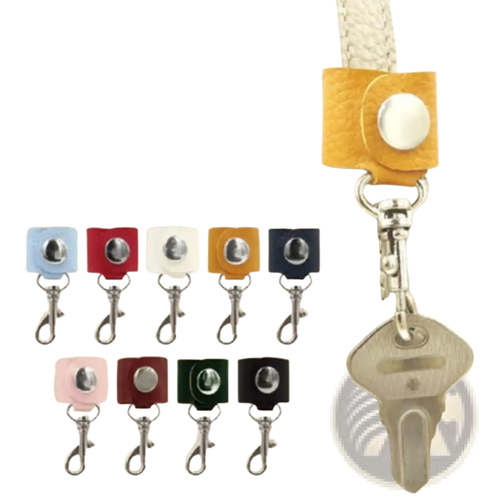 Yellow pu leather keychain with silver metal clasp and snap button for anti-lost car key strap pendant