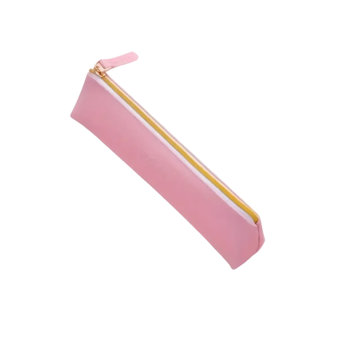 Pink pu leather large capacity pencil case with gold-toned zipper hardware and pastel design