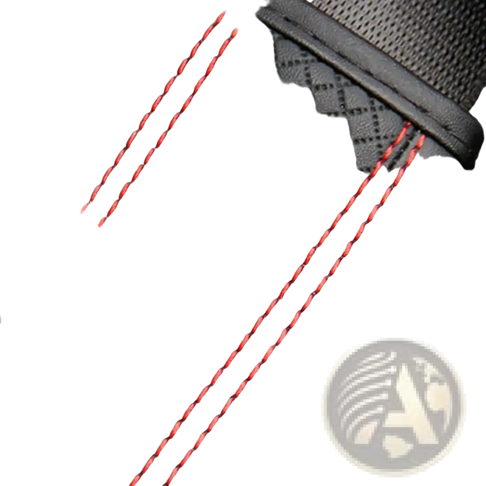 Black pu leather seat belt shoulder cover with textured surface and red stitching for enhanced comfort and style