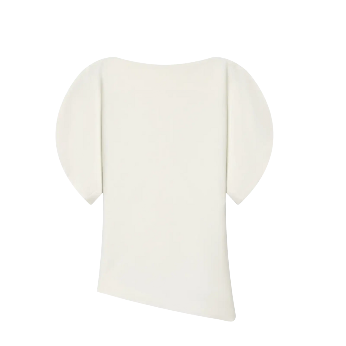 Cream-colored casual loose summer top with soft puffy sleeve style and minimalist design in puff sleeve style