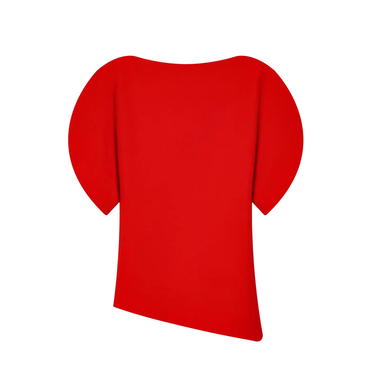 A vibrant red casual summer top with puff sleeve style short sleeves and a relaxed loose fit
