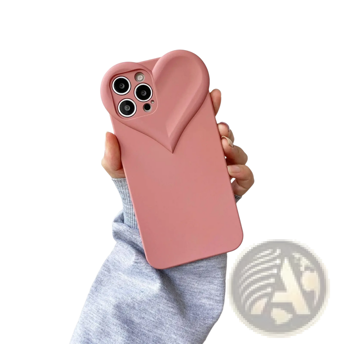 Soft pink silicone iphone case with raised heart shaped design on the back puffy heart silicone iphone case