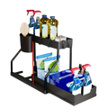 Black two-tiered pull-out kitchen sink organizer with cylindrical cup holder and adjustable shelves made in mainland China