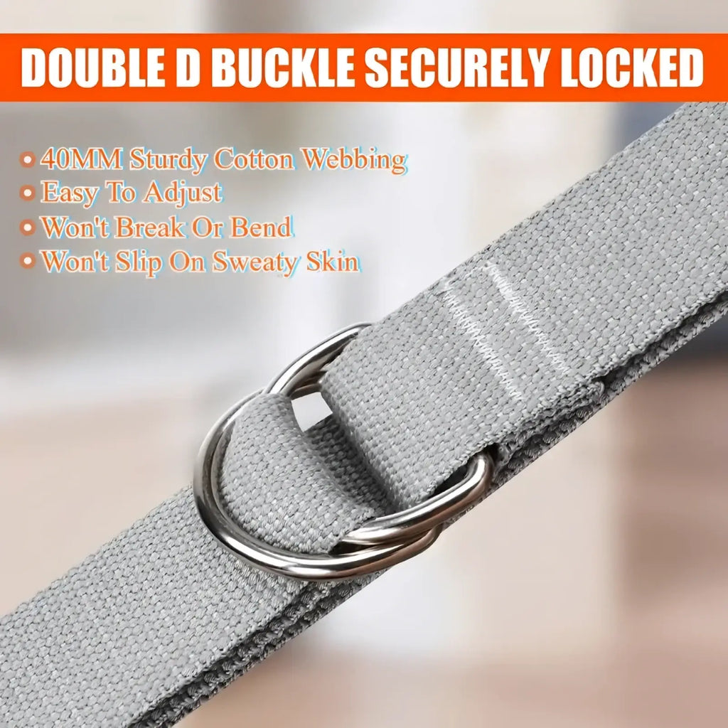 Gray 40mm sturdy cotton webbing with double d buckle from pull up assistance band set for strength training use