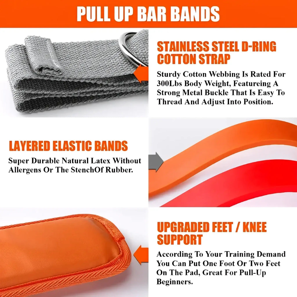 Gray cotton webbing pull up assistance band strap with stainless steel d-ring buckle for secure fitness support