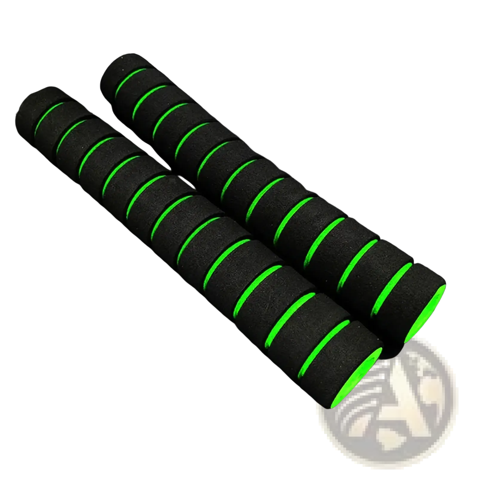 Pull up bar foam grips 22cm with black foam handles and bright green glowing stripes for enhanced grip and comfort