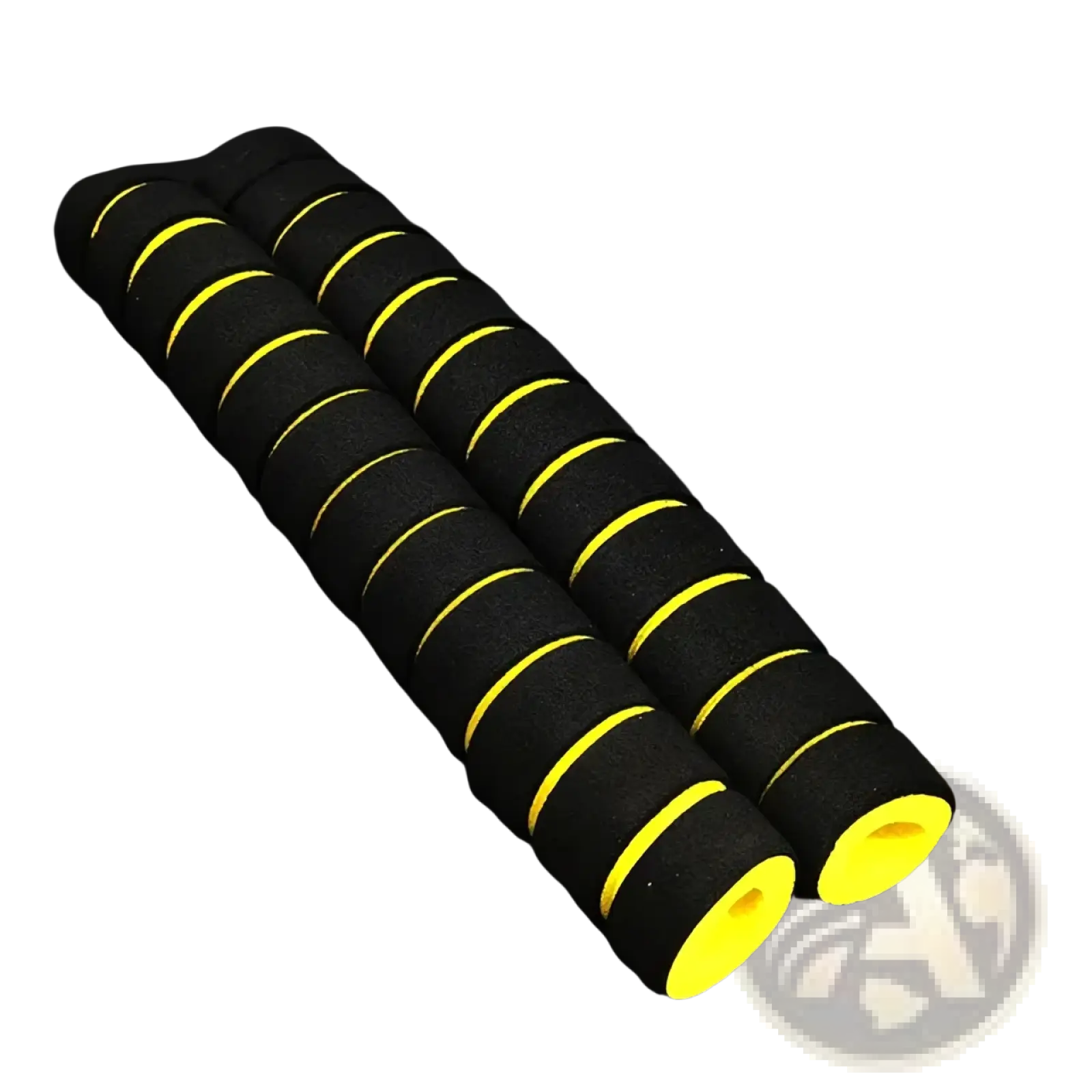 Pull up bar foam grips 22cm featuring black and yellow foam with a textured surface for enhanced grip