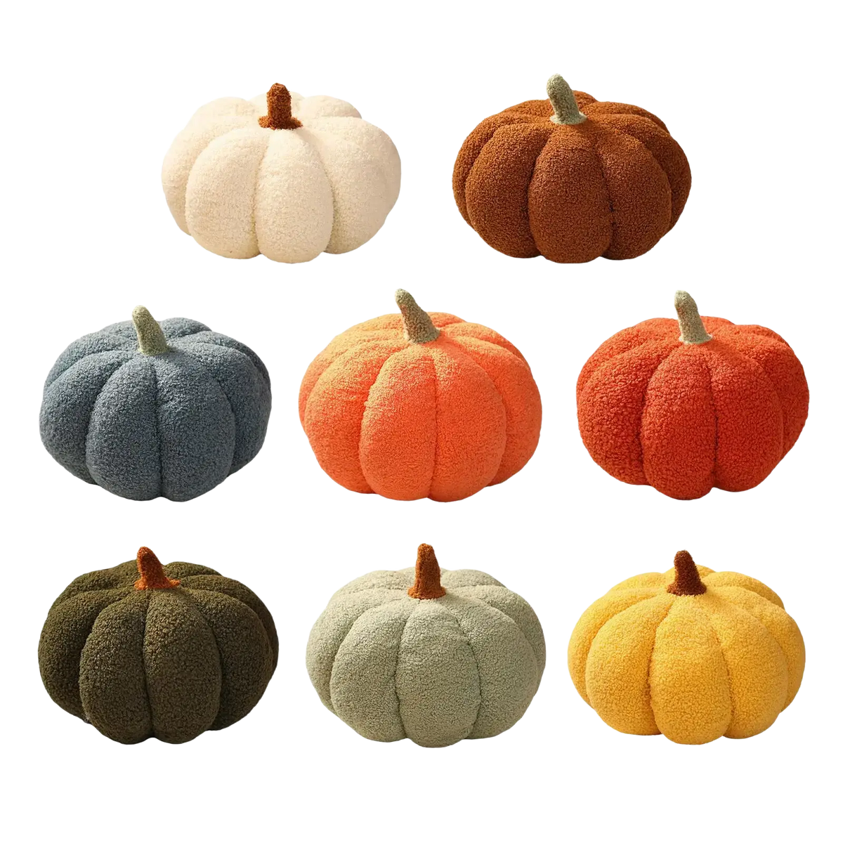 Pumpkin throw pillow cream plush halloween pumpkin cushion in soft fabric with autumnal hues including rust and sage