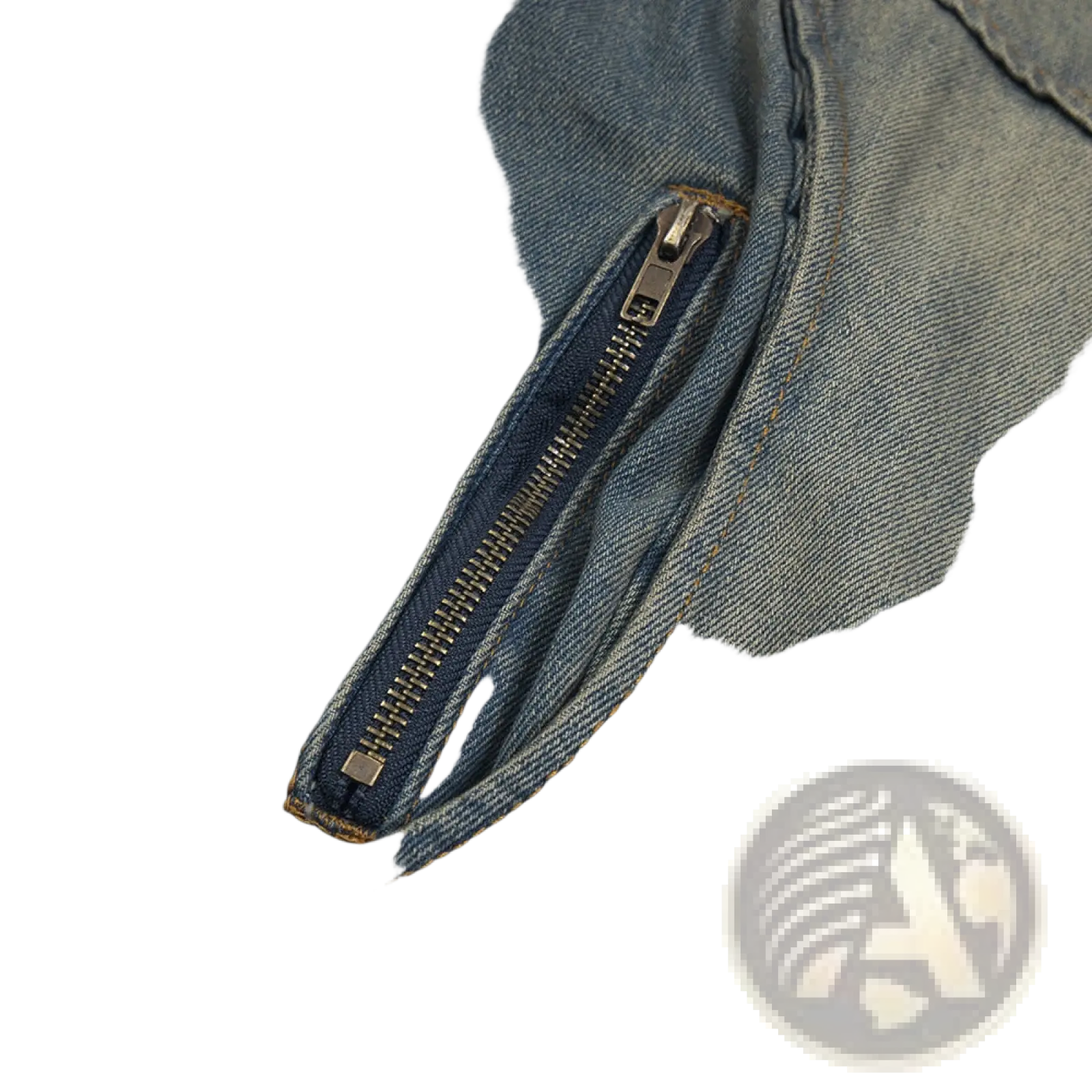 Punk wash denim jacket men in blue denim with a silver zipper on the front pocket for casual wear