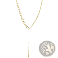 Gold-toned y-shaped chain necklace with zirconium skull pendant and pearl accents in punk style set