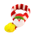 Red and white striped knitted santa claus scarf with green hat and yellow pom-pom for puppy kitten christmas use