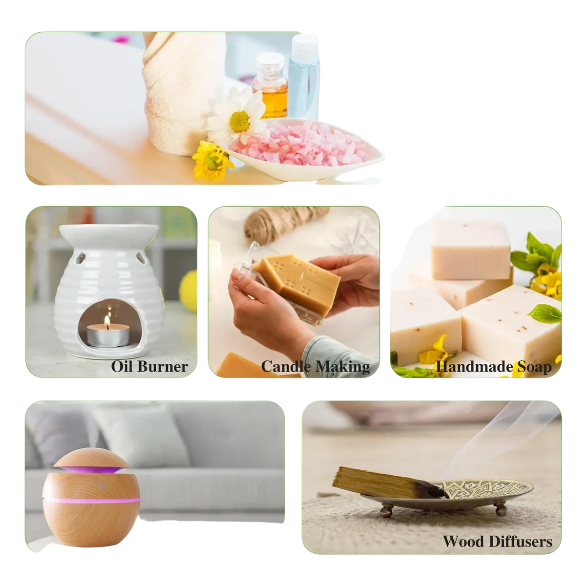 White ceramic essential oil burner with ribbed texture and lit tea light for pure essential oils aromatherapy use