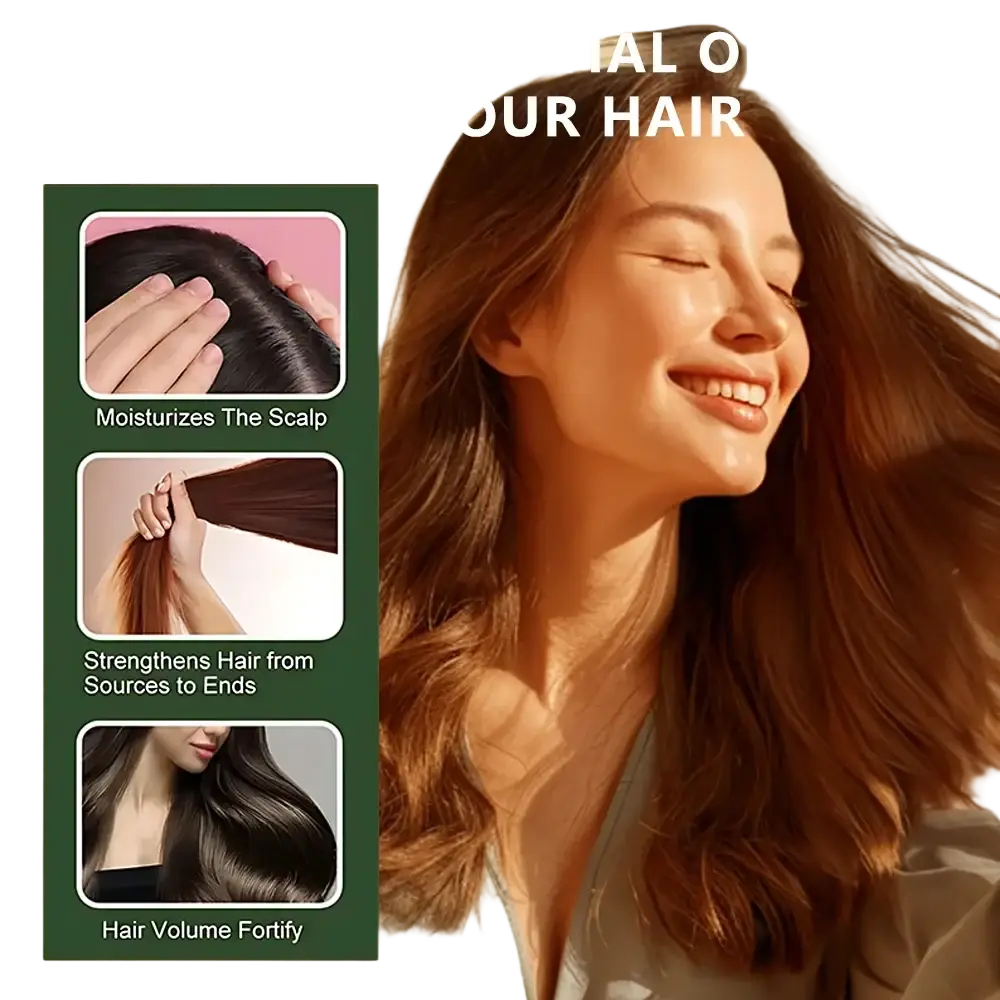 A sleek transparent bottle of pure rosemary essential oil for hair and skin with a dark-colored cap