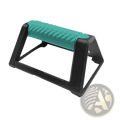 Teal and black plastic push up bars with textured grip handle ergonomic workout equipment for strength training
