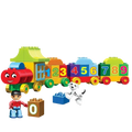 Colorful puzzle digital train 188-22-s building block set with numbered carriages and a smiling red engine