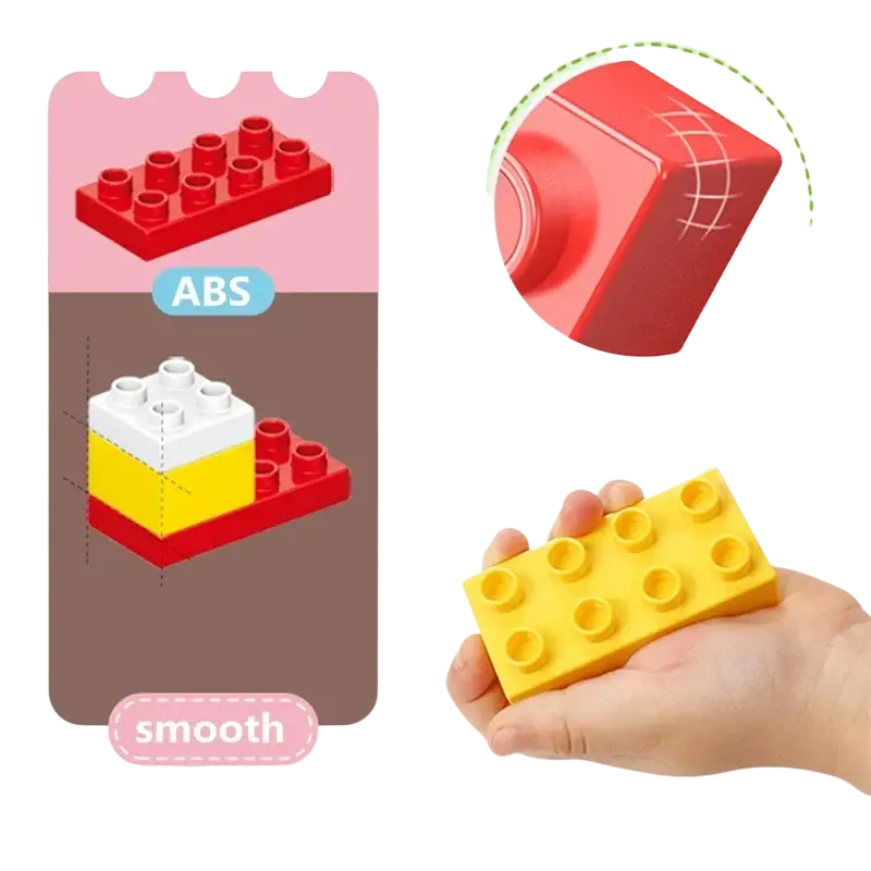 Yellow rectangular abs plastic building block with rounded edges and studs for puzzle digital train 188-22-s set