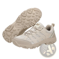 Beige Qifeng men waterproof outdoor hiking shoe with mesh and synthetic materials and rugged tread pattern