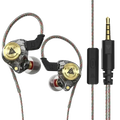 Clear transparent qkz ak3 file wired in-ear monitor headphones with gold-plated accents and black ear hooks