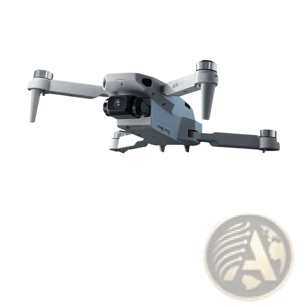 Gray aeri 100 hd brushless aerial quadcopter drone with folding arms mounted camera and 4.5 inch screen dual power supply