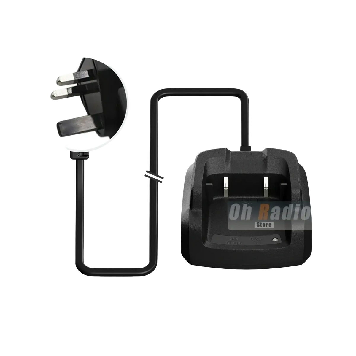 Black plastic quansheng uv-k1 desktop charger with uk plug and green light indicator for easy charging status