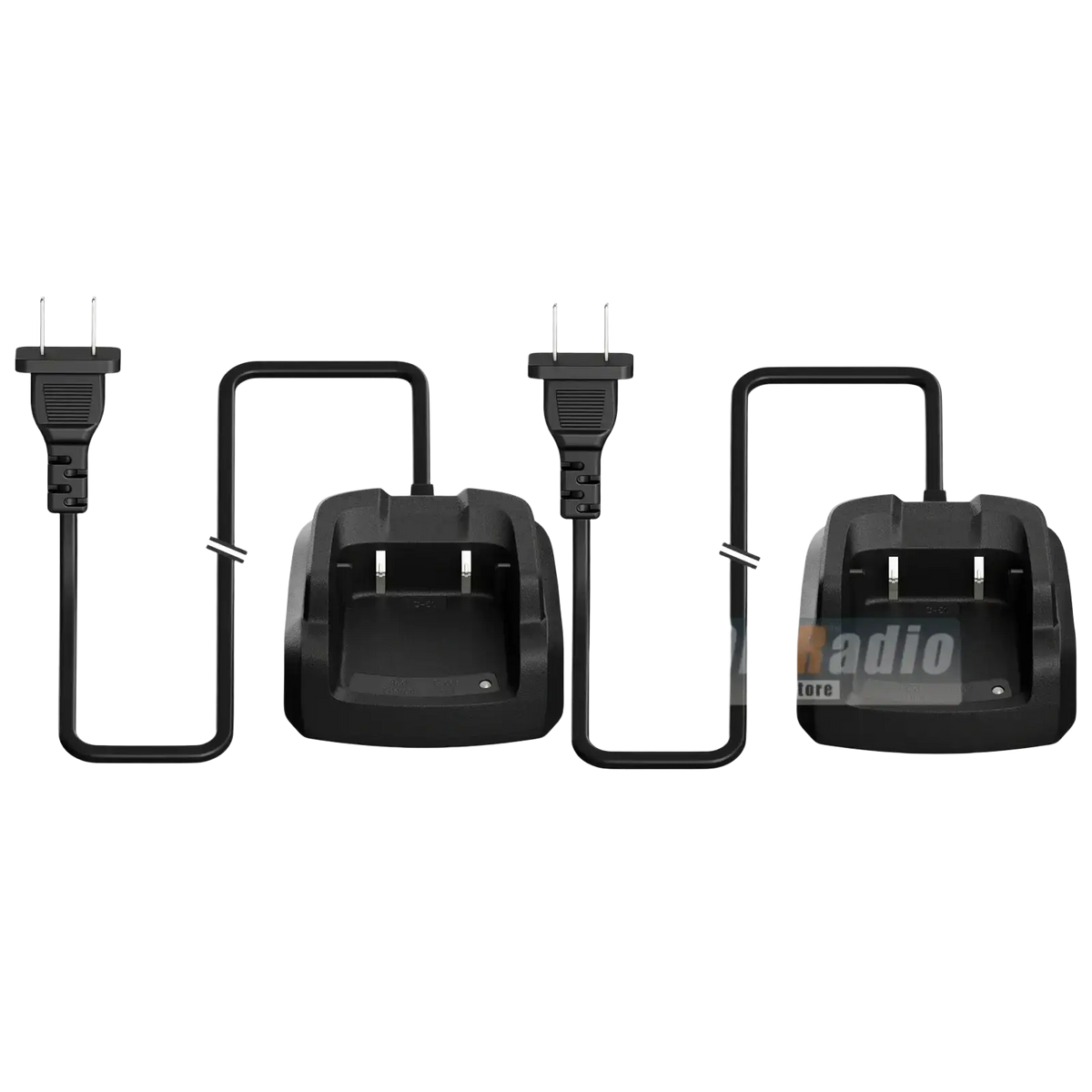 Black plastic quansheng uv-k1 desktop charger with green light indicator and us plugs for two units