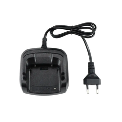 Black plastic Quansheng Uv-k5 charger base power adapter with european plug coiled cable and led indicator