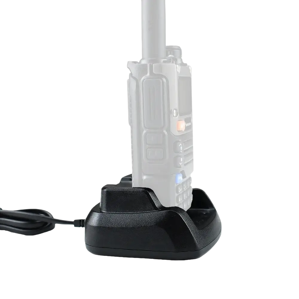 Black textured quansheng uv-k5 charger base power adapter with led indicator for walkie-talkie charging