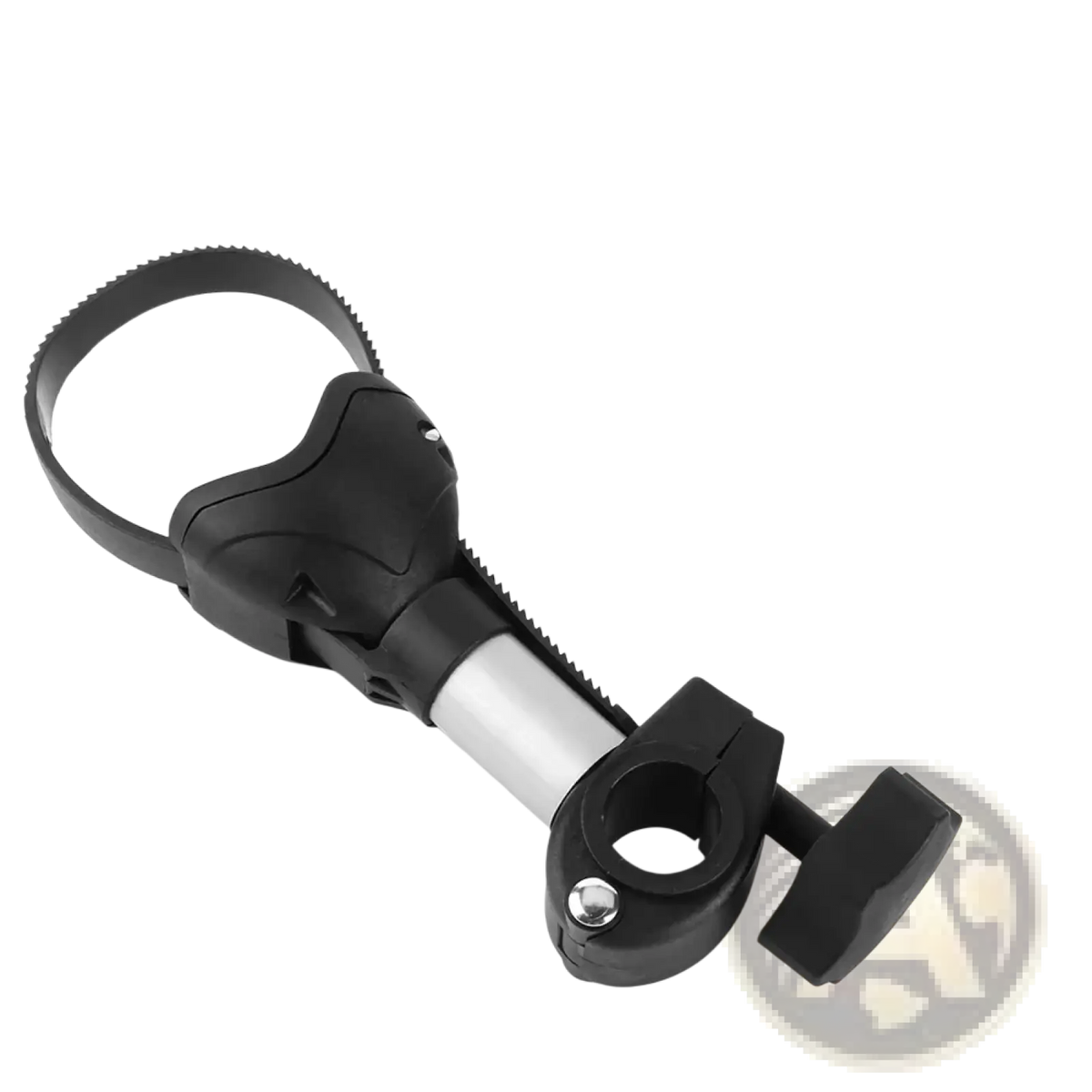 Black plastic and metal quick release rv bike rack strap frame holder with adjustable clamp for camera or phone mounting