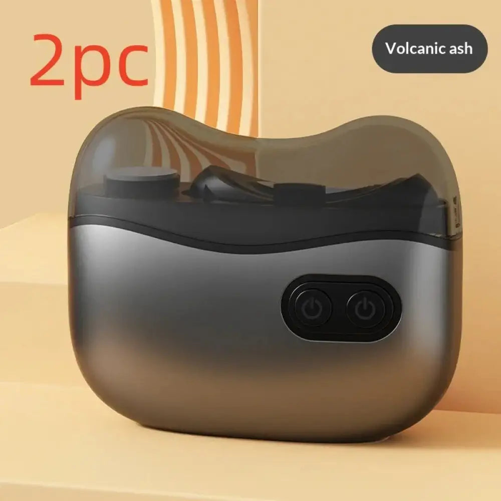 Gray and black volcanic ash charging case for safe rechargeable electric nail clipper and trimmer wireless earbuds