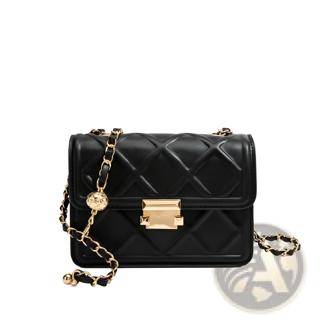 Black quilted leather crossbody bag with gold-tone chain strap and hardware for stylish everyday use