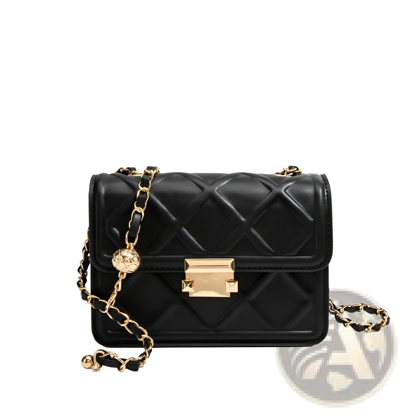 Black quilted leather crossbody bag with gold-tone chain strap and hardware for stylish everyday use