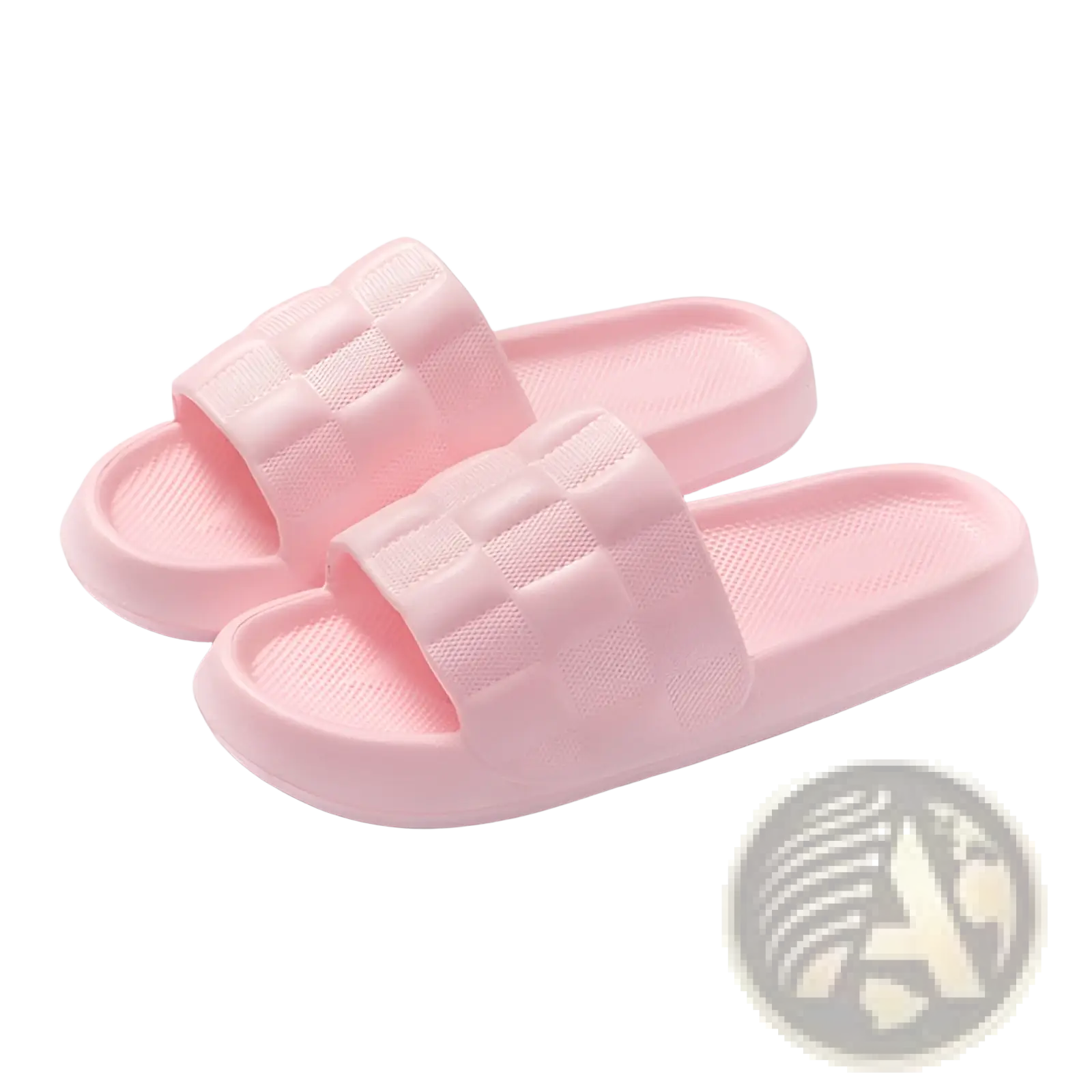 Pink quilted Eva soft sole breathable slide sandals with textured rubber straps for comfortable casual wear